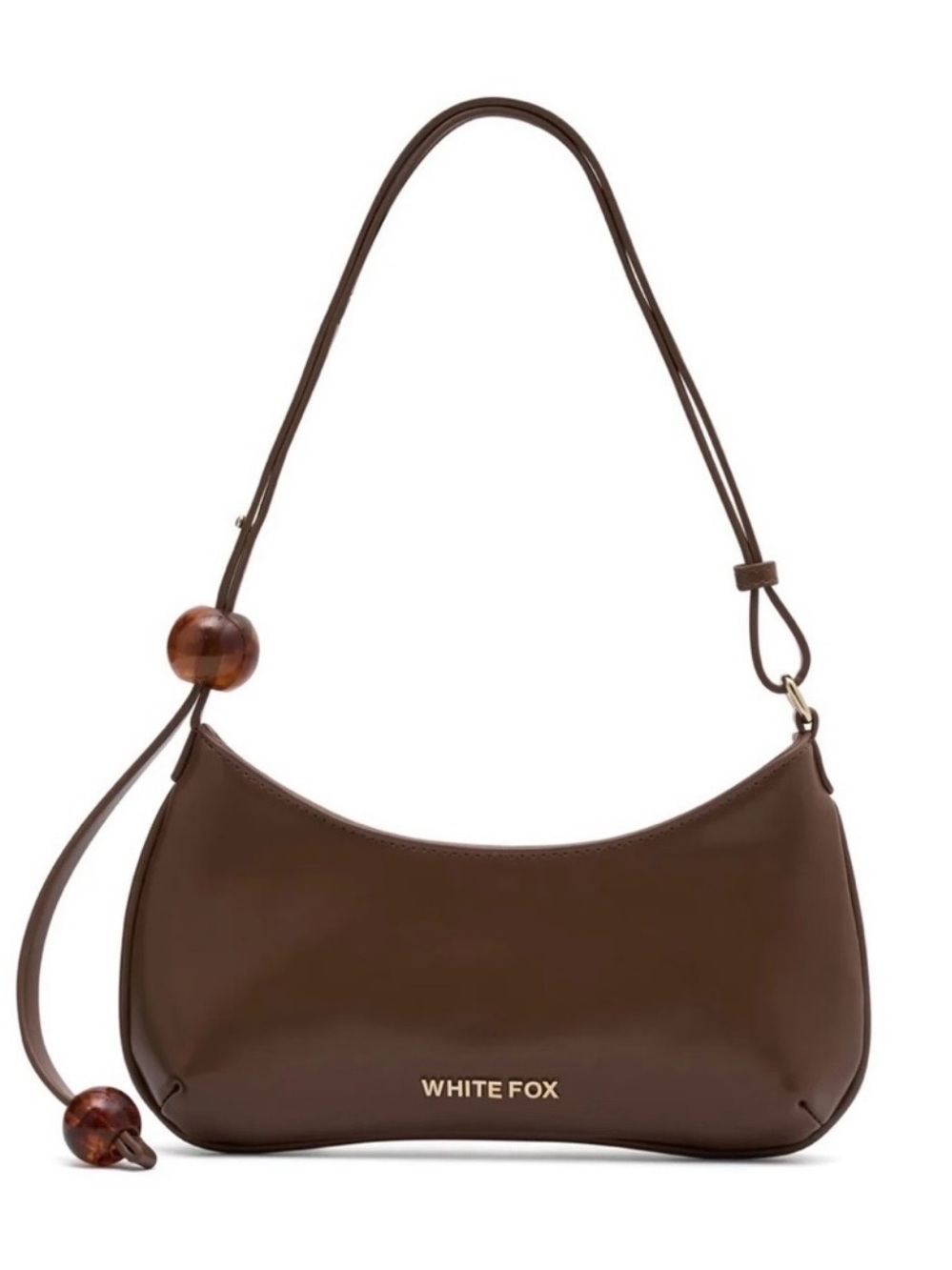 White Fox Boutique Brown Leather Crescent Shoulder Bag